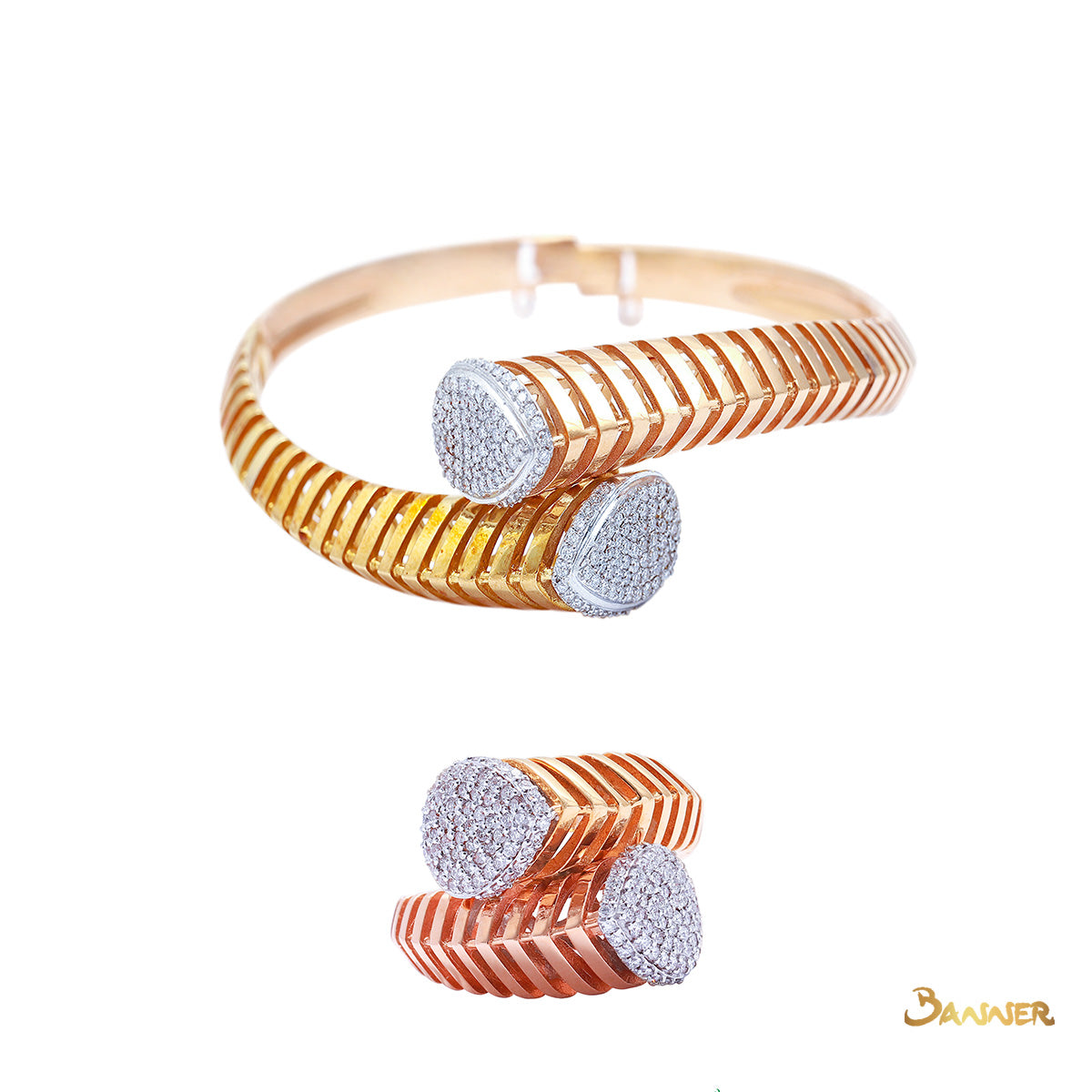 Diamond and Dual-Colored 18k Gold Set