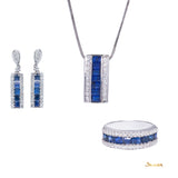 Emerald-cut Sapphire and Diamond Set