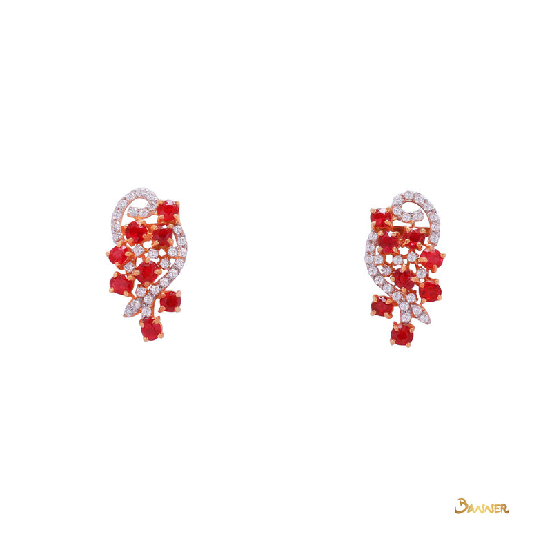 Ruby and Diamond Kanote Earrings