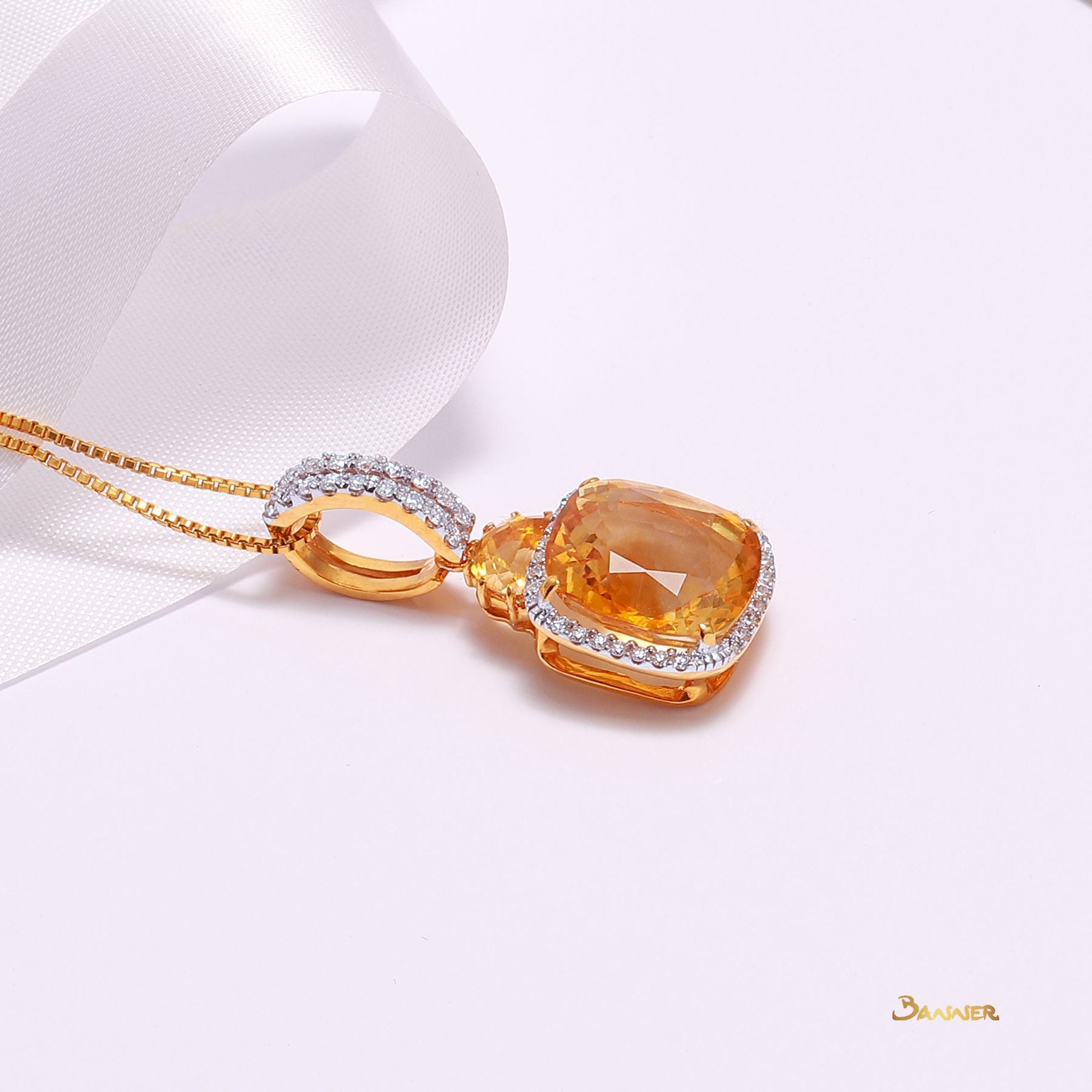 Citrine and Diamond Pendant