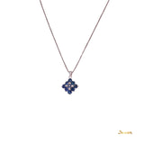 Sapphire and Diamond Checkered Stud Pendant