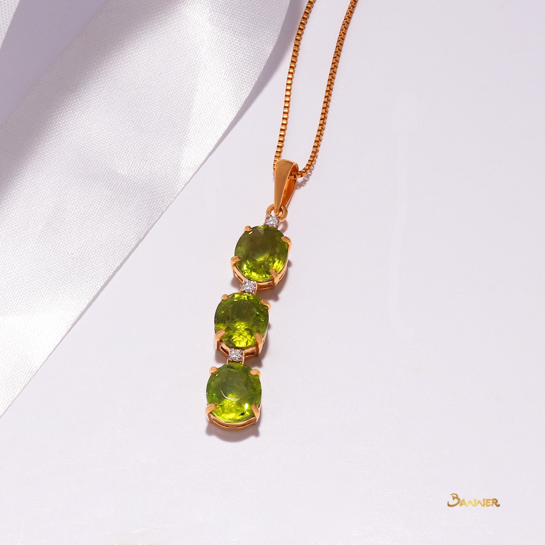 Peridot and Diamond 3-Step Pendant