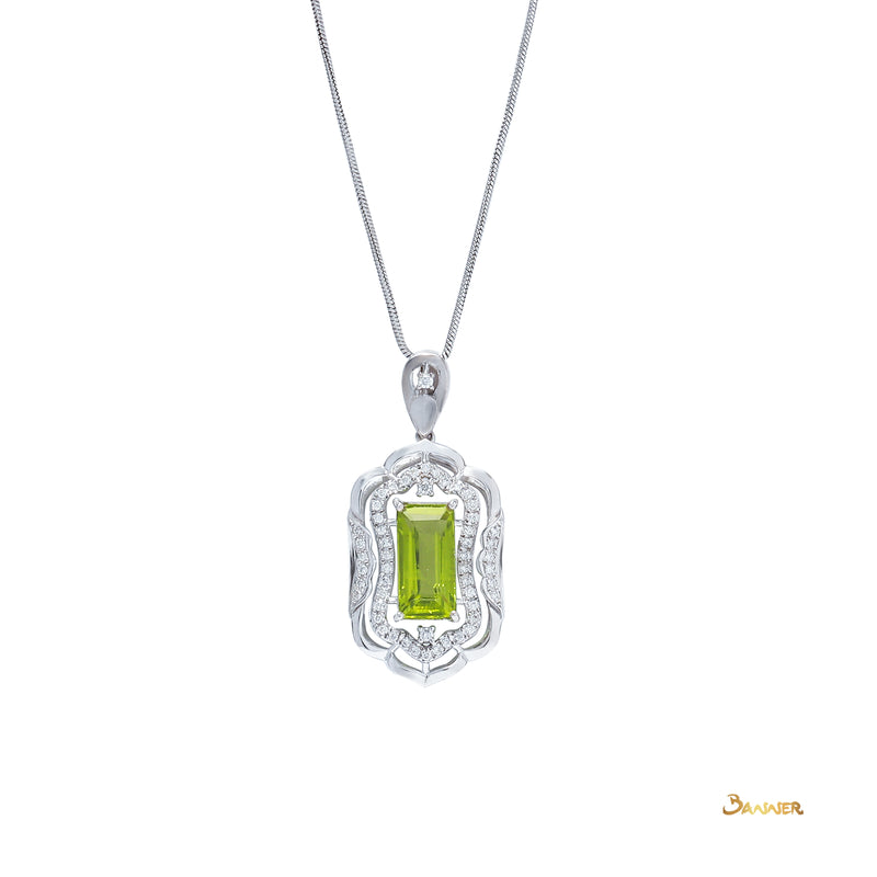 Baguette Peridot and Diamond Pendant