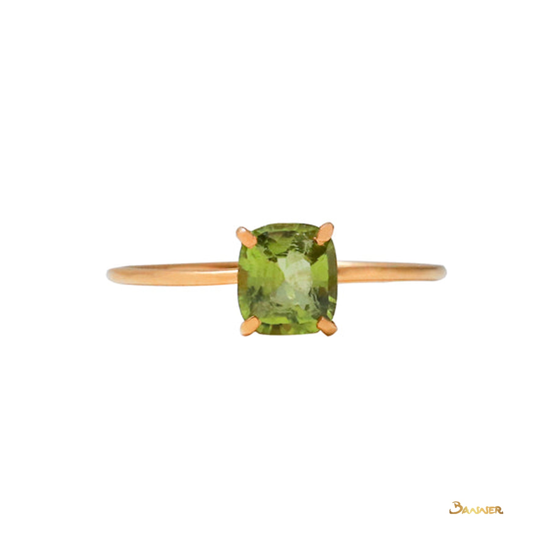 Cushion-cut Peridot Solitaire Ring