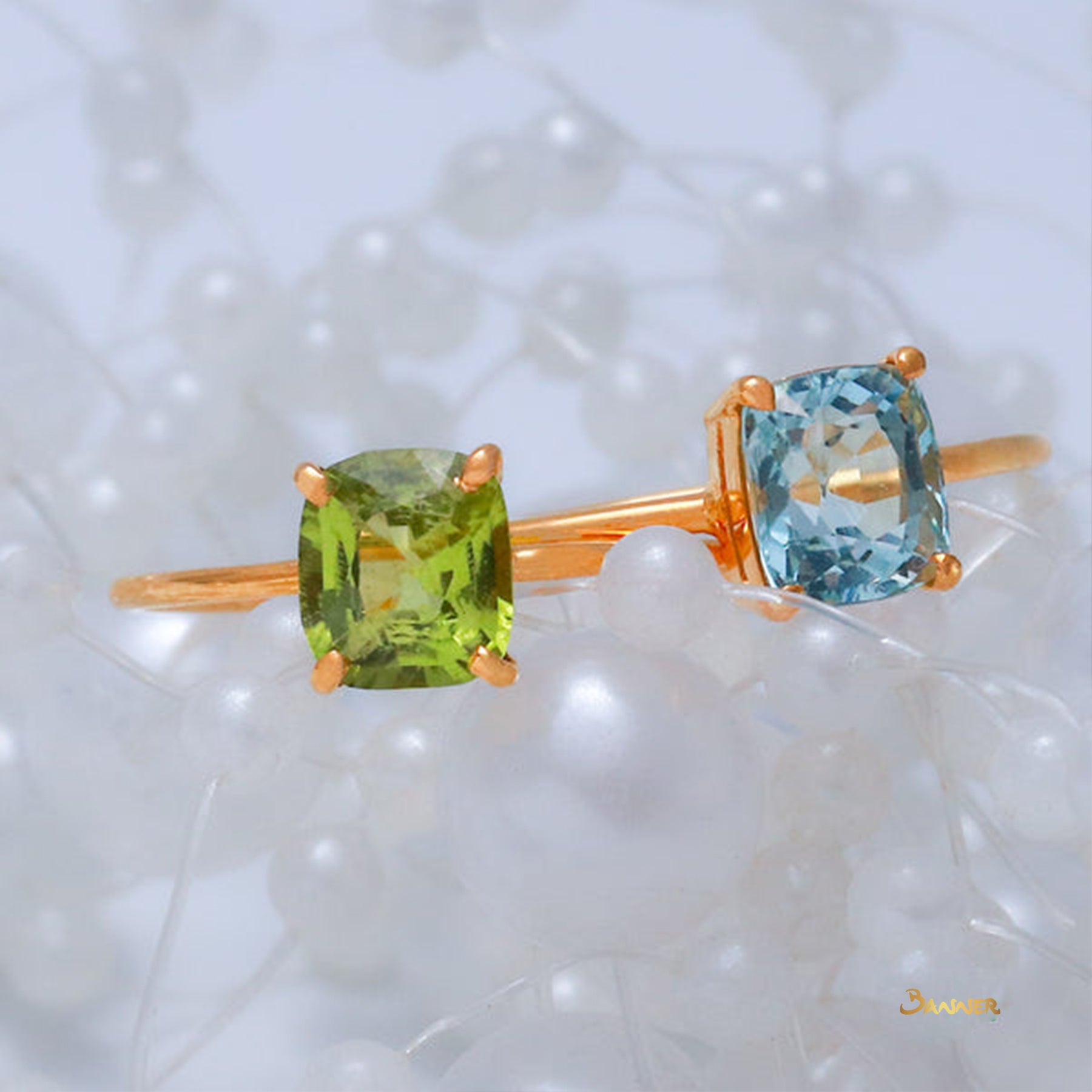 Cushion-cut Peridot Solitaire Ring