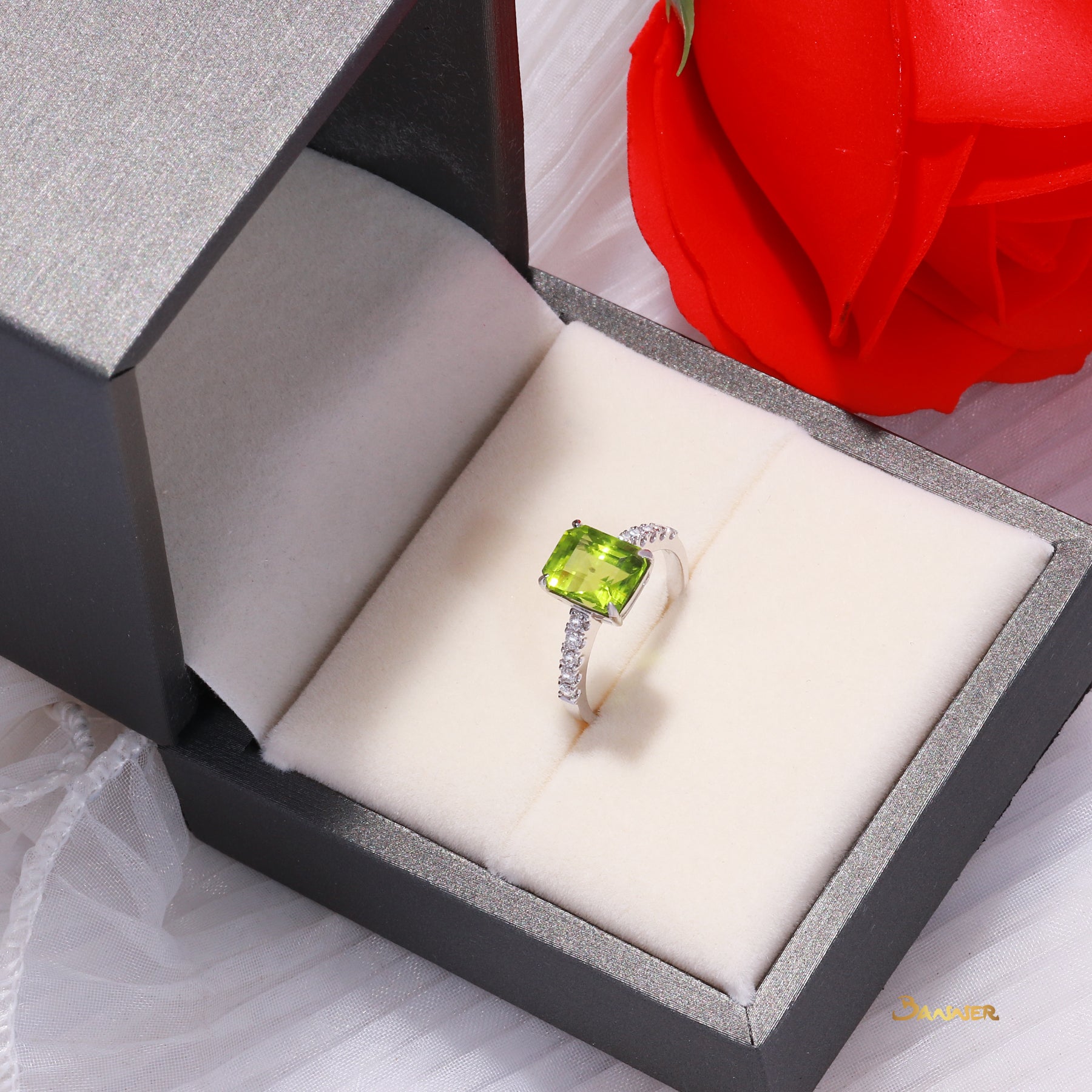 Peridot and Diamond Ring