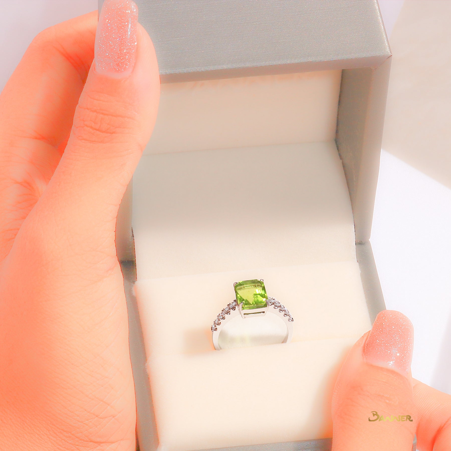 Peridot and Diamond Ring