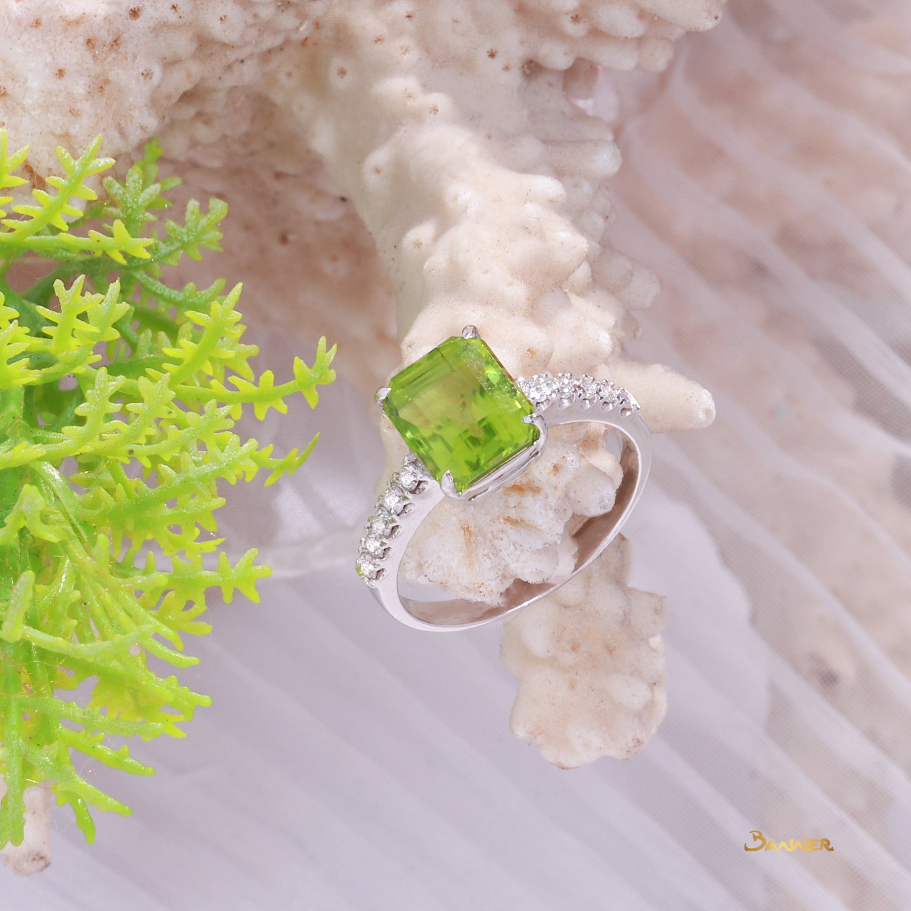 Peridot and Diamond Ring