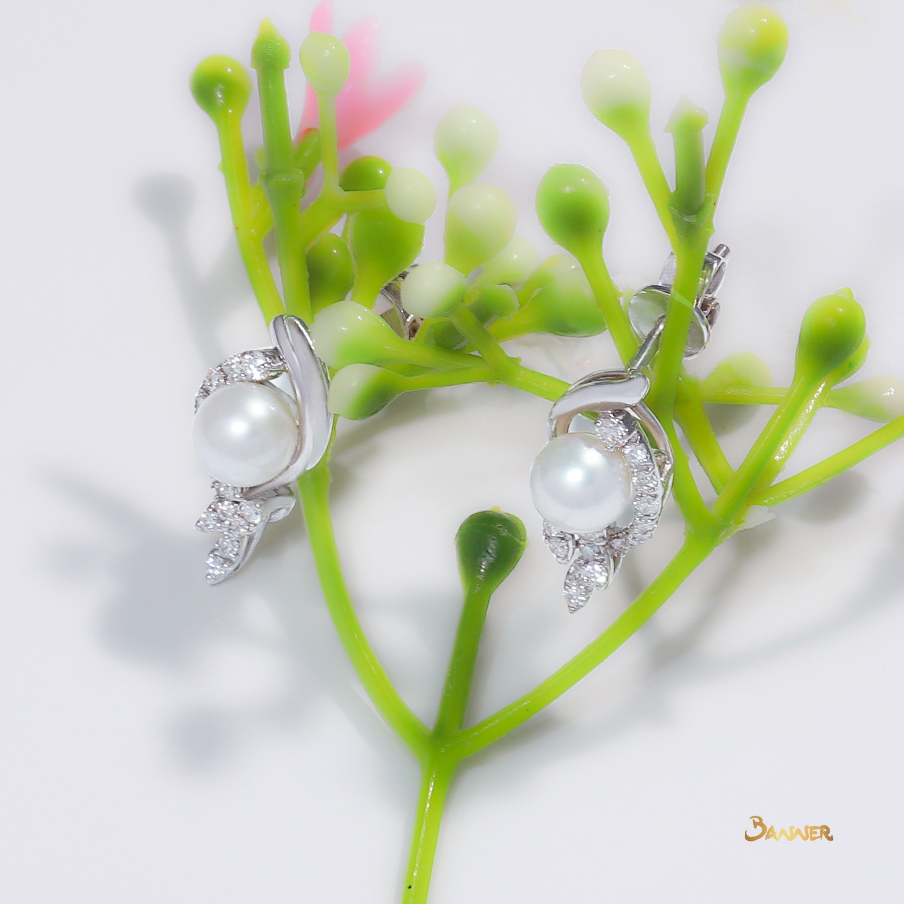 Pearl and Diamond Earrings