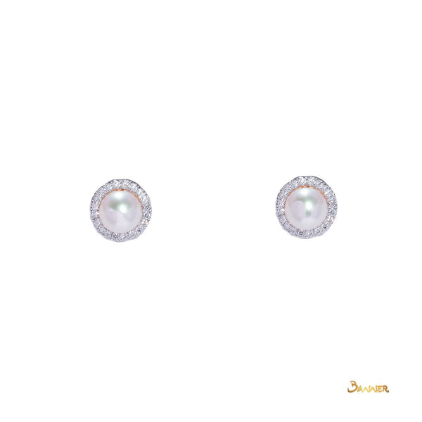 Pearl and Diamond 2-ways Halo Earrings