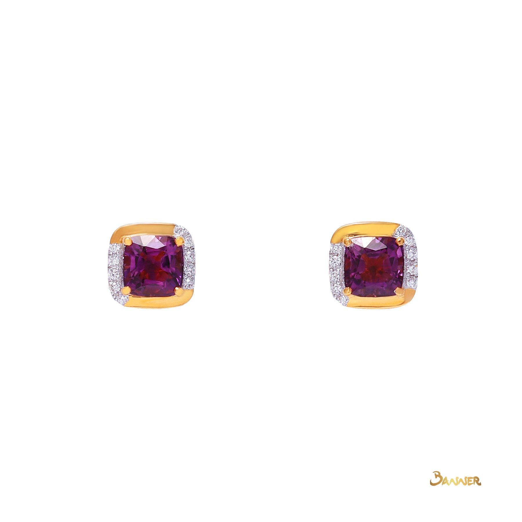 Amethyst and Diamond Stud Earrings