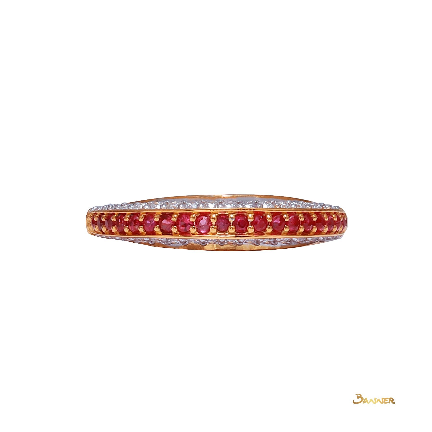 Ruby and Diamond 2-row Ring