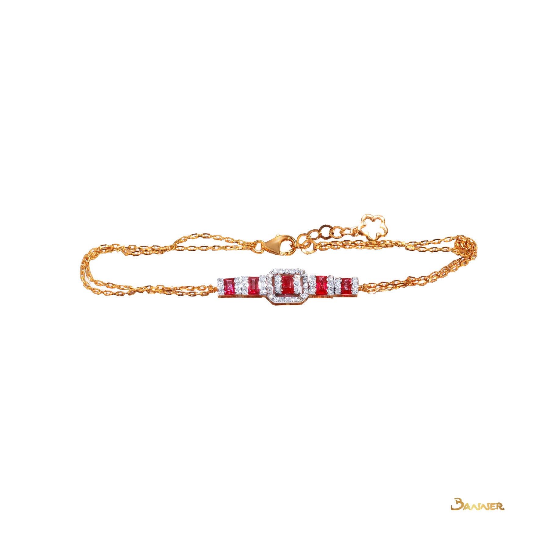 Emerald-cut Ruby and Diamond Bracelet