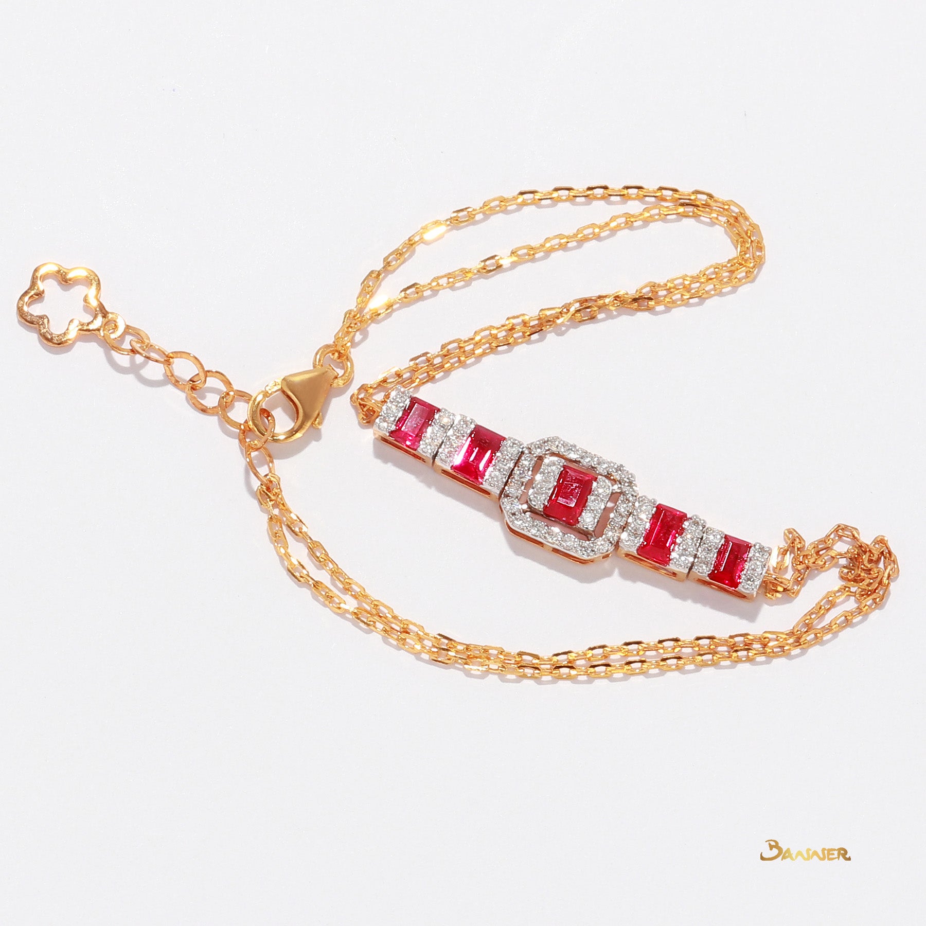 Emerald-cut Ruby and Diamond Bracelet