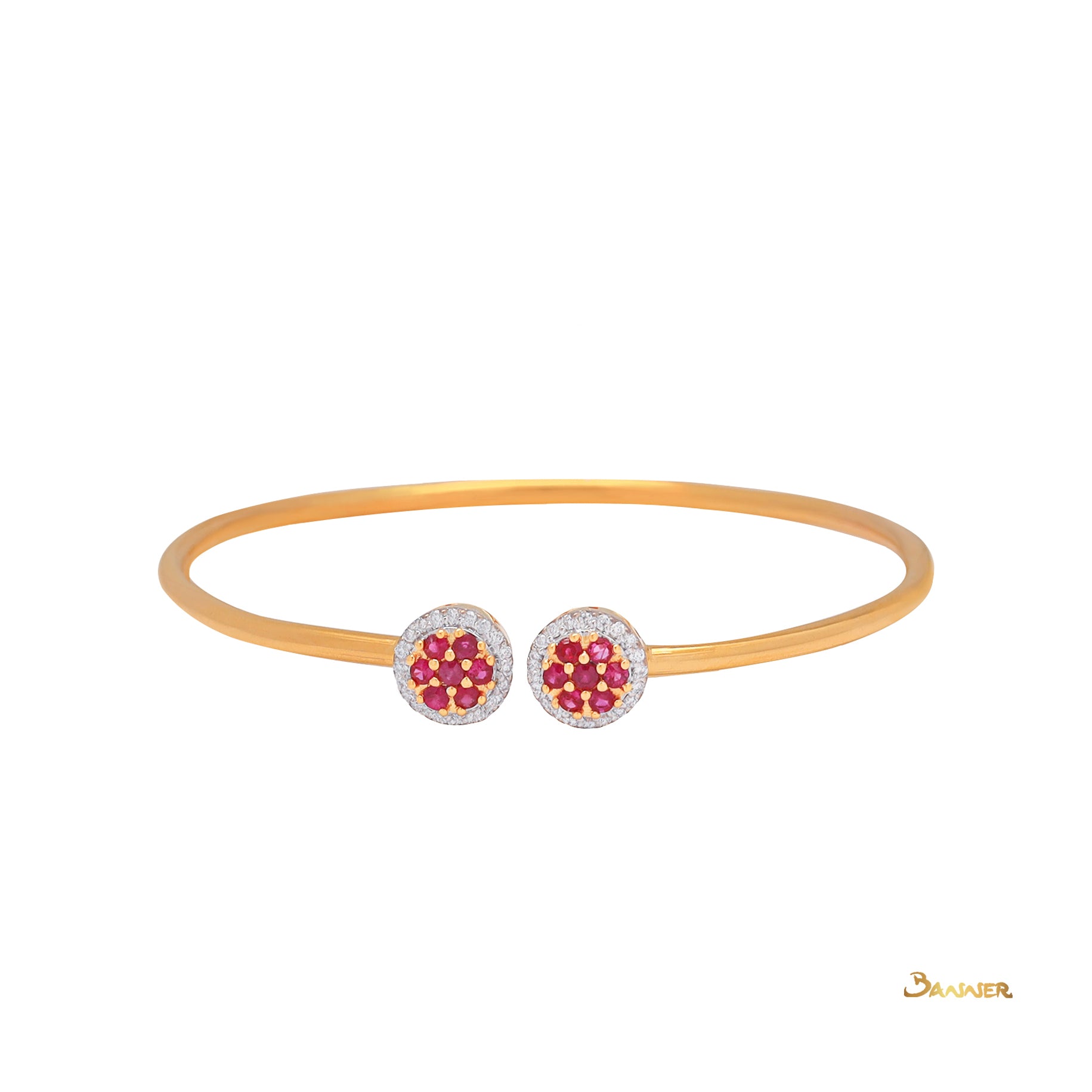 Ruby and Diamond Double Halo Bracelet