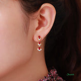 Pear-shaped Ruby and Diamond 3-step Earrings