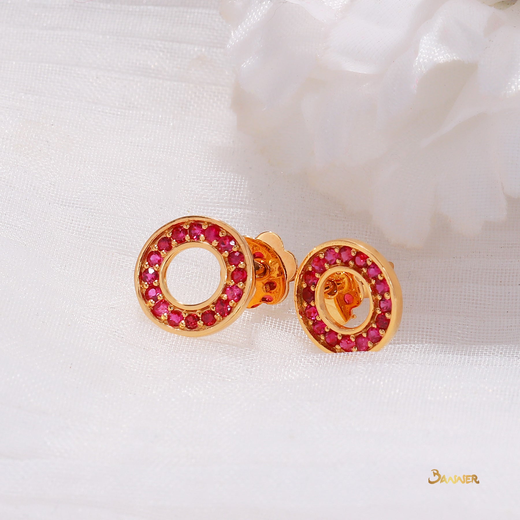 Ruby Circle Earrings