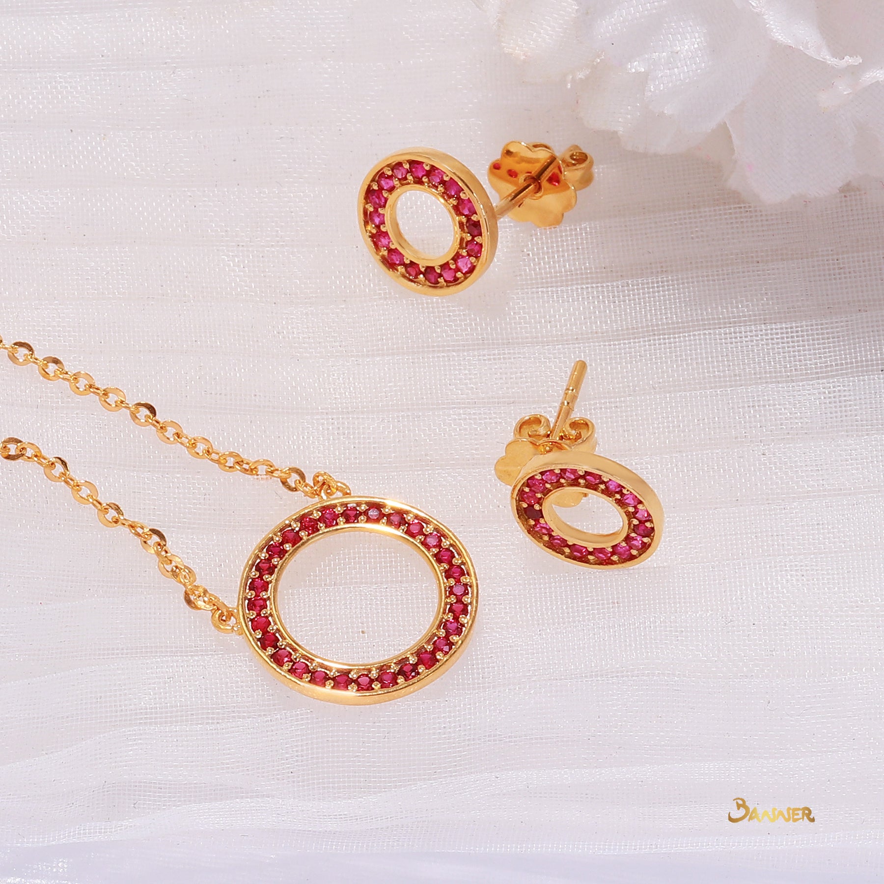 Ruby Circle Earrings