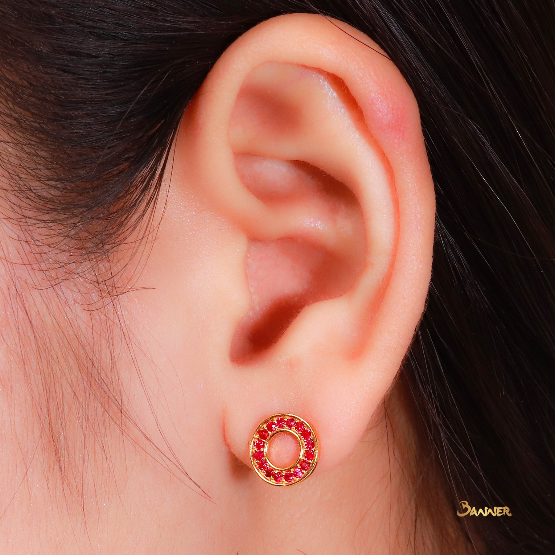 Ruby Circle Earrings