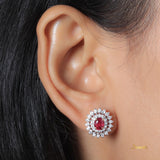 Ruby and Diamond Sunflower Earrings