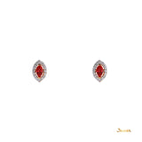 Marquise Ruby and Diamond Halo Earrings