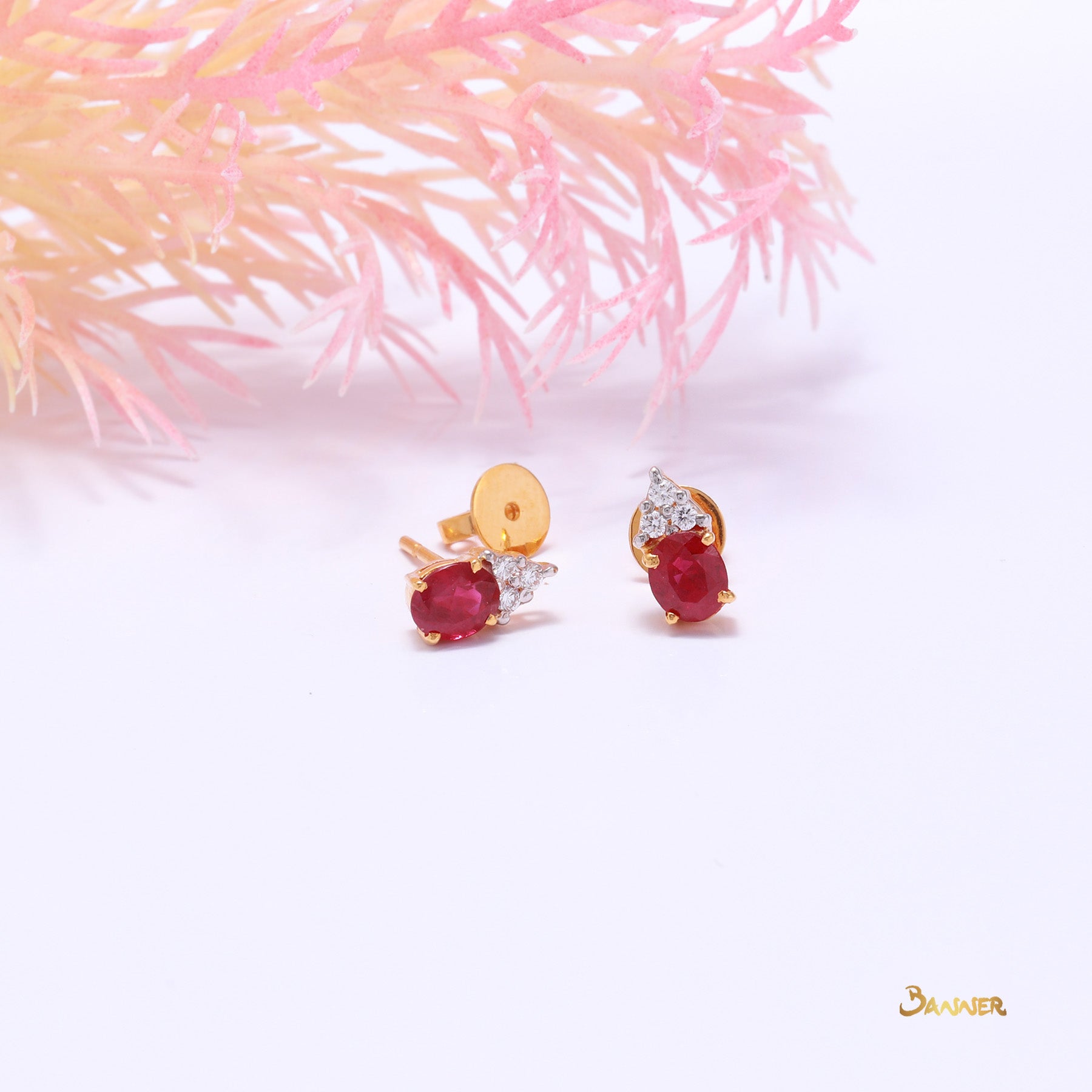 Ruby and Diamond Petite Earrings