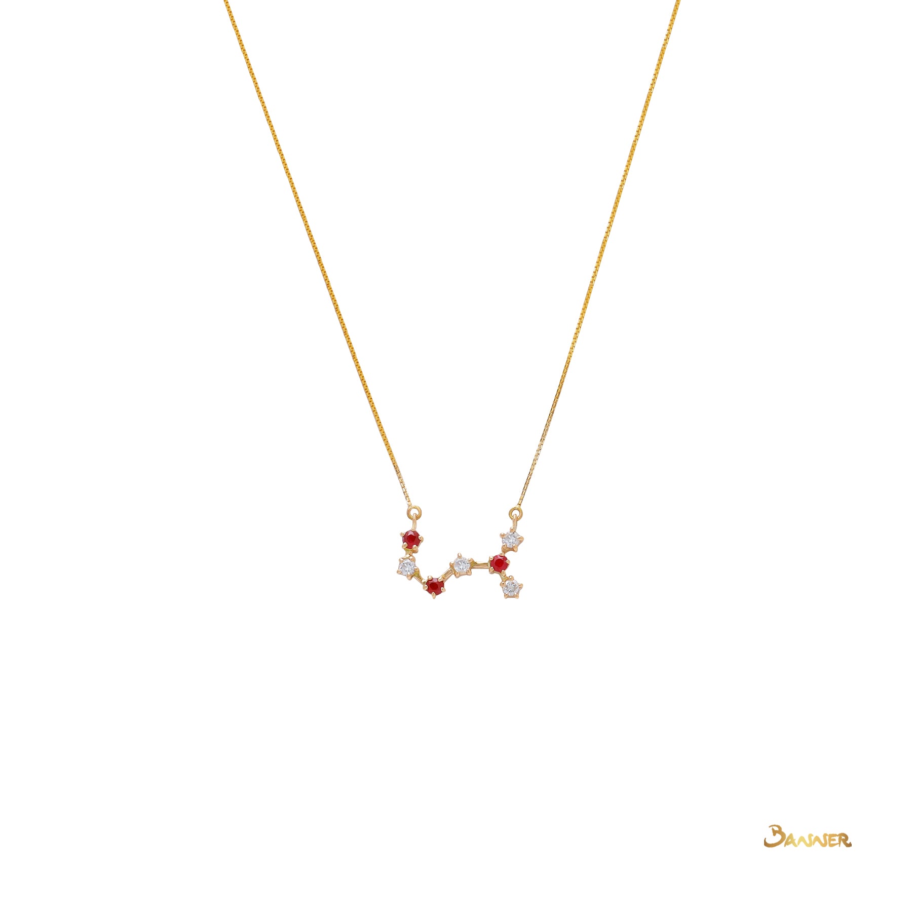 Scorpio Ruby and Diamond Zodiac Necklace