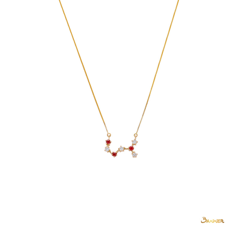Scorpio Ruby and Diamond Zodiac Necklace