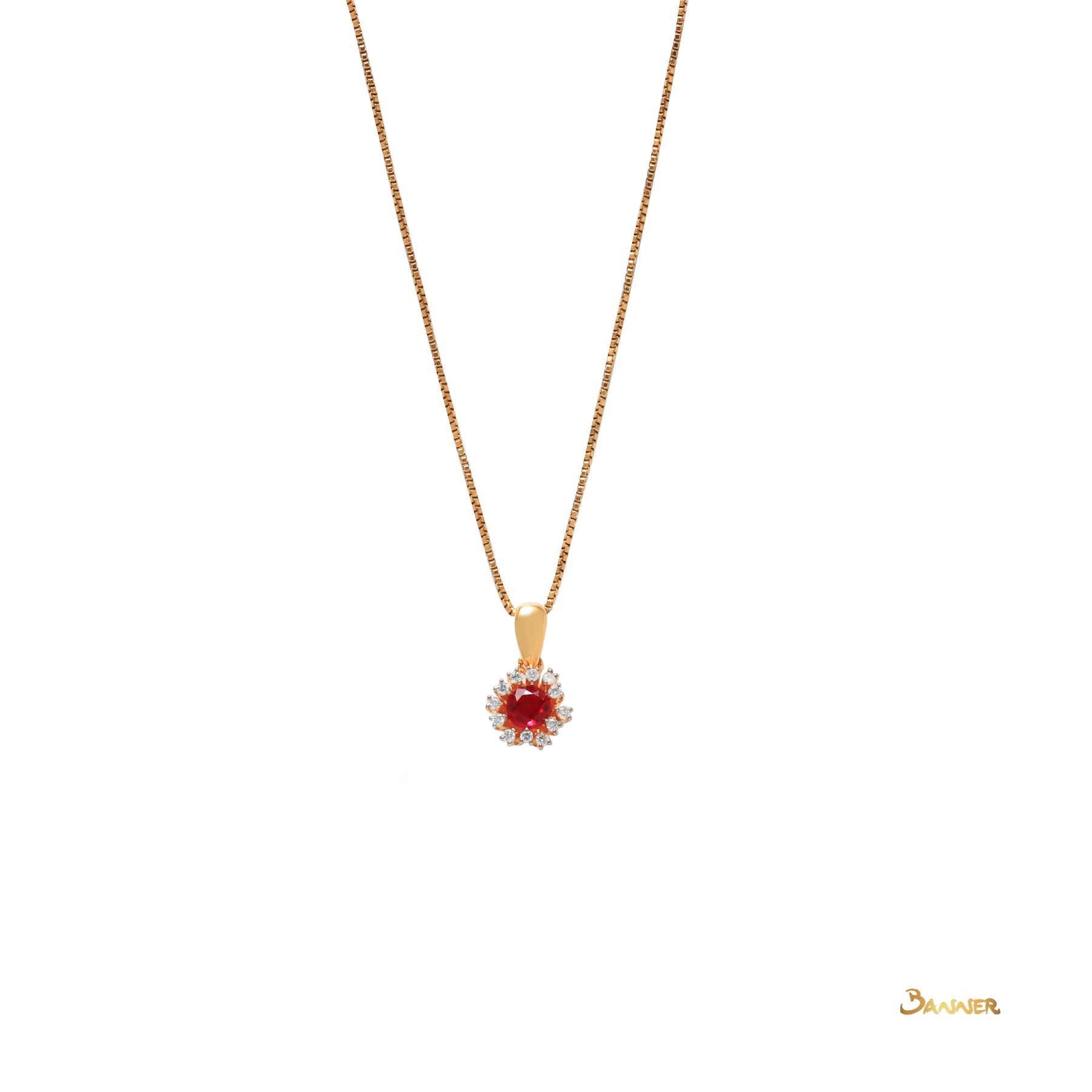 Ruby and Diamond Rose Pendant