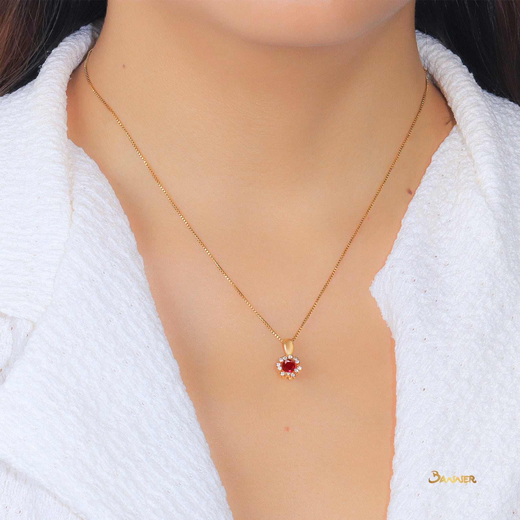 Ruby and Diamond Rose Pendant