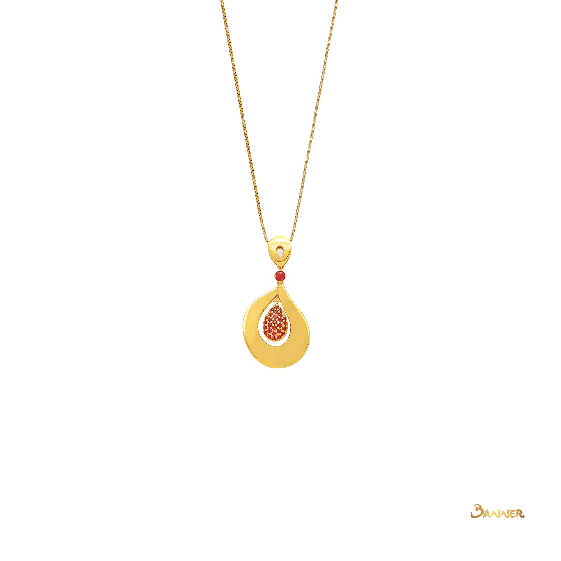 Ruby Rain-drop Dangle Pendant