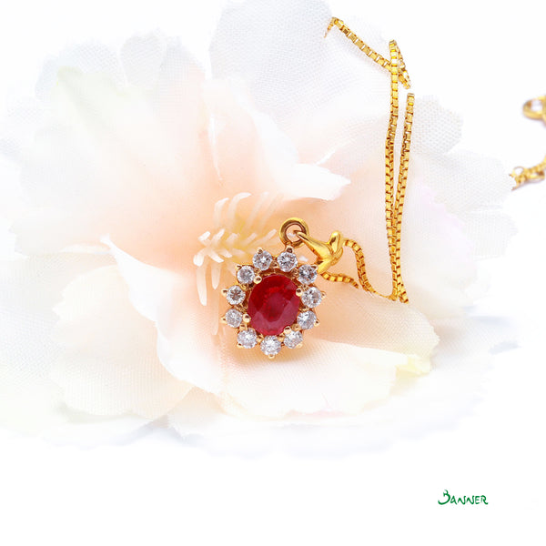 Ruby and Diamond Sunflower Pendant