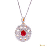 Natural Mogok Ruby and Diamond Floral Pendant