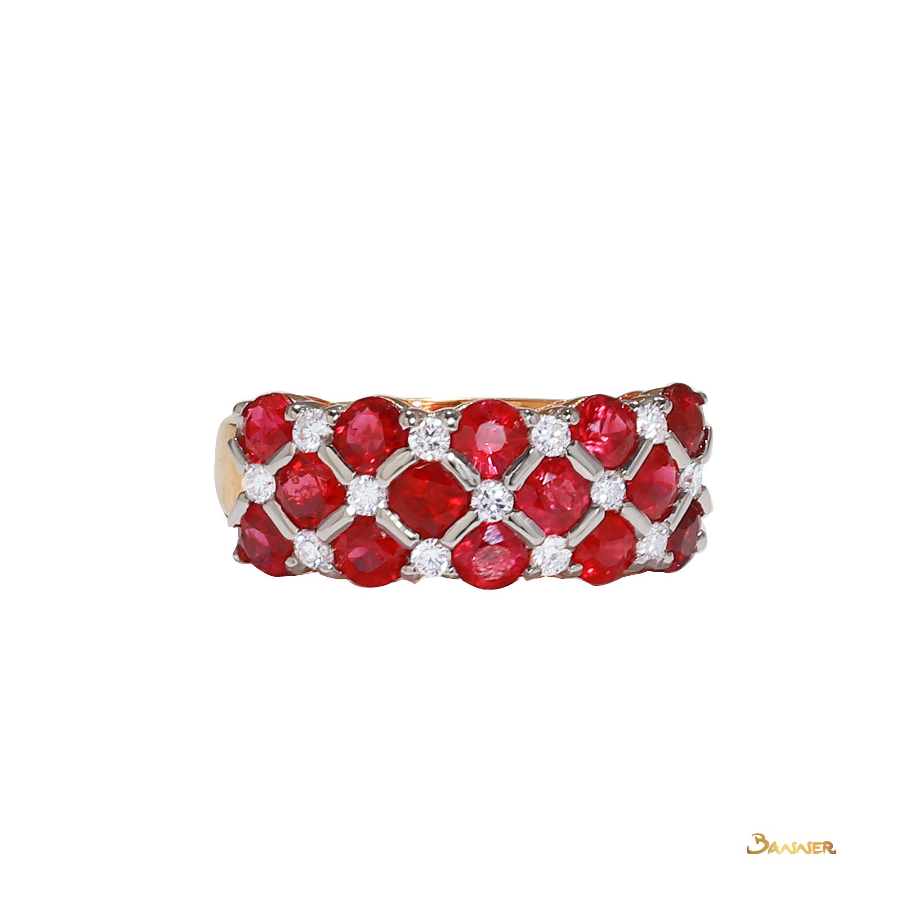 Ruby and Diamond Checkered Ring