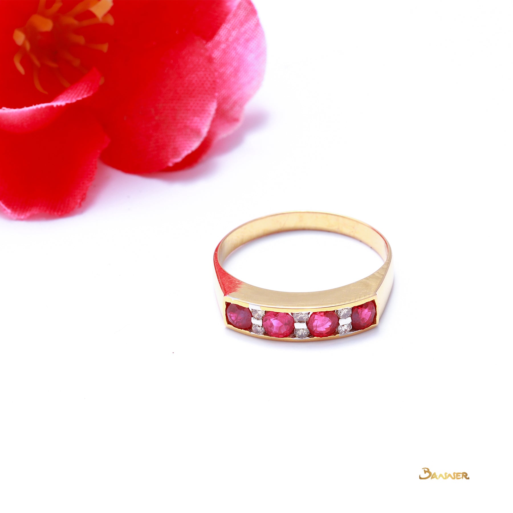 Ruby and Diamond Channel Ring