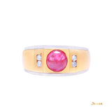 Ruby Cabochon and Diamond Men's Ring