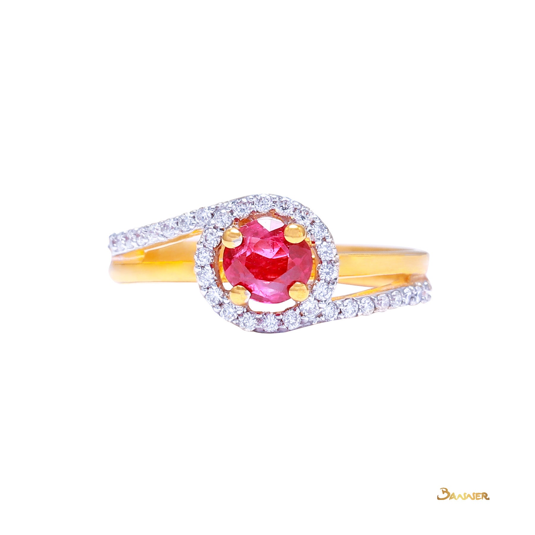 Natural Mogok Ruby and Diamond Ring