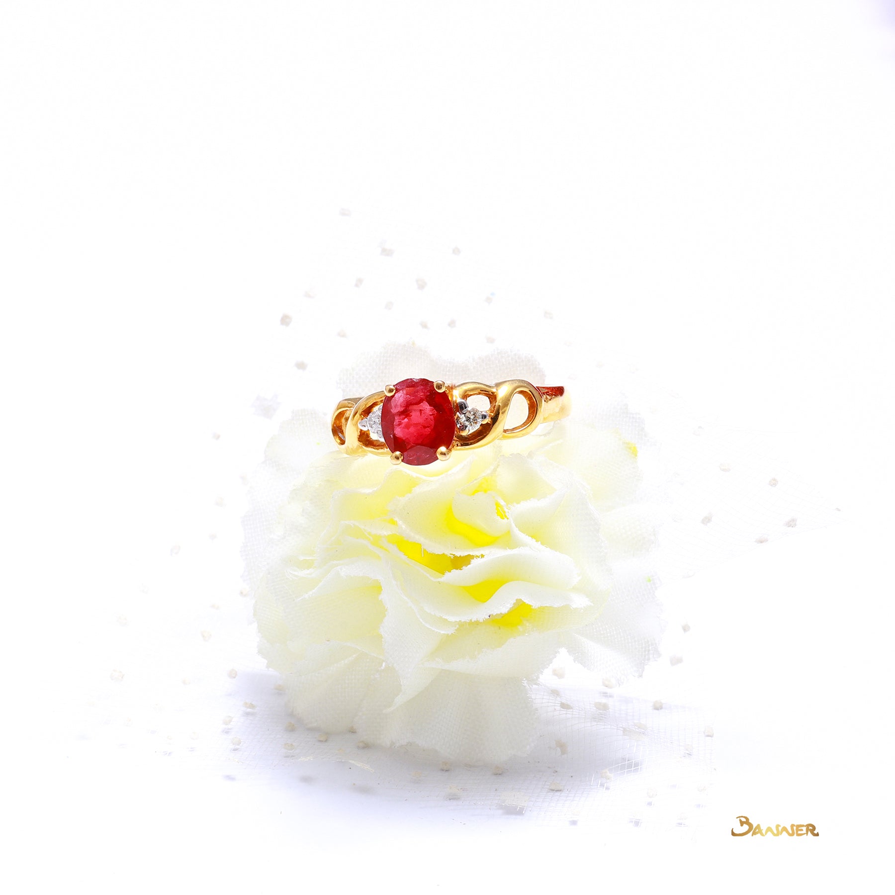 Ruby and Diamond Weave Ring