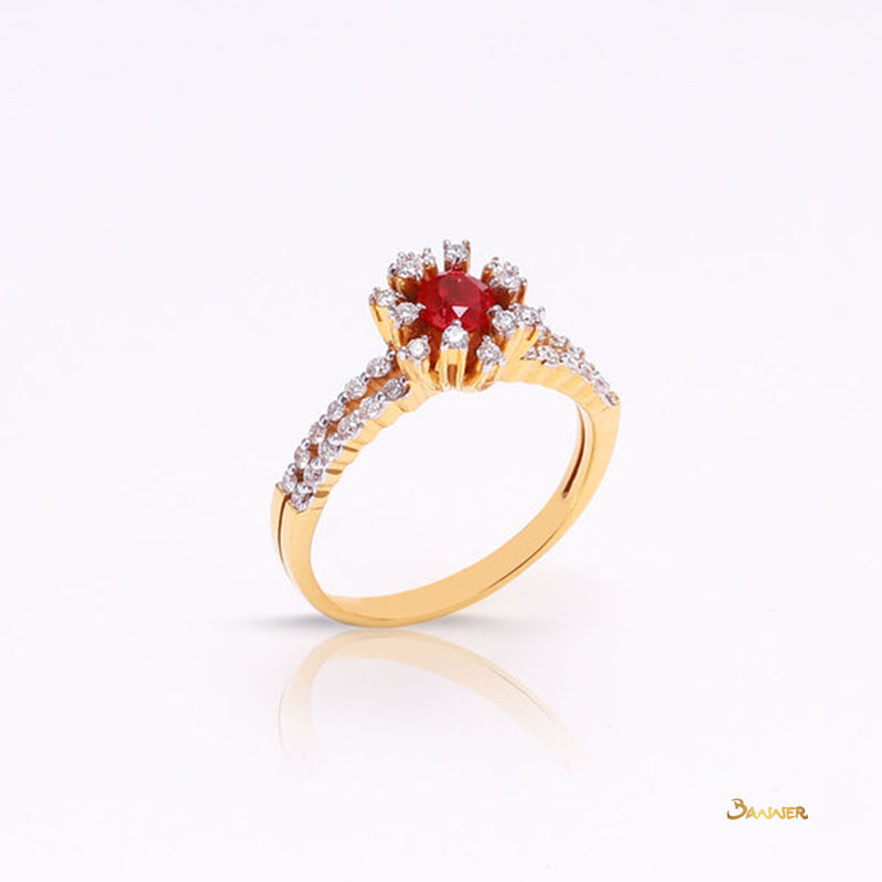 Ruby and Diamond Rose Ring