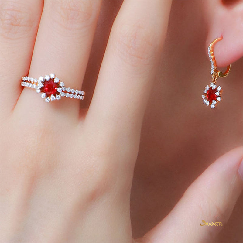 Ruby and Diamond Rose Ring