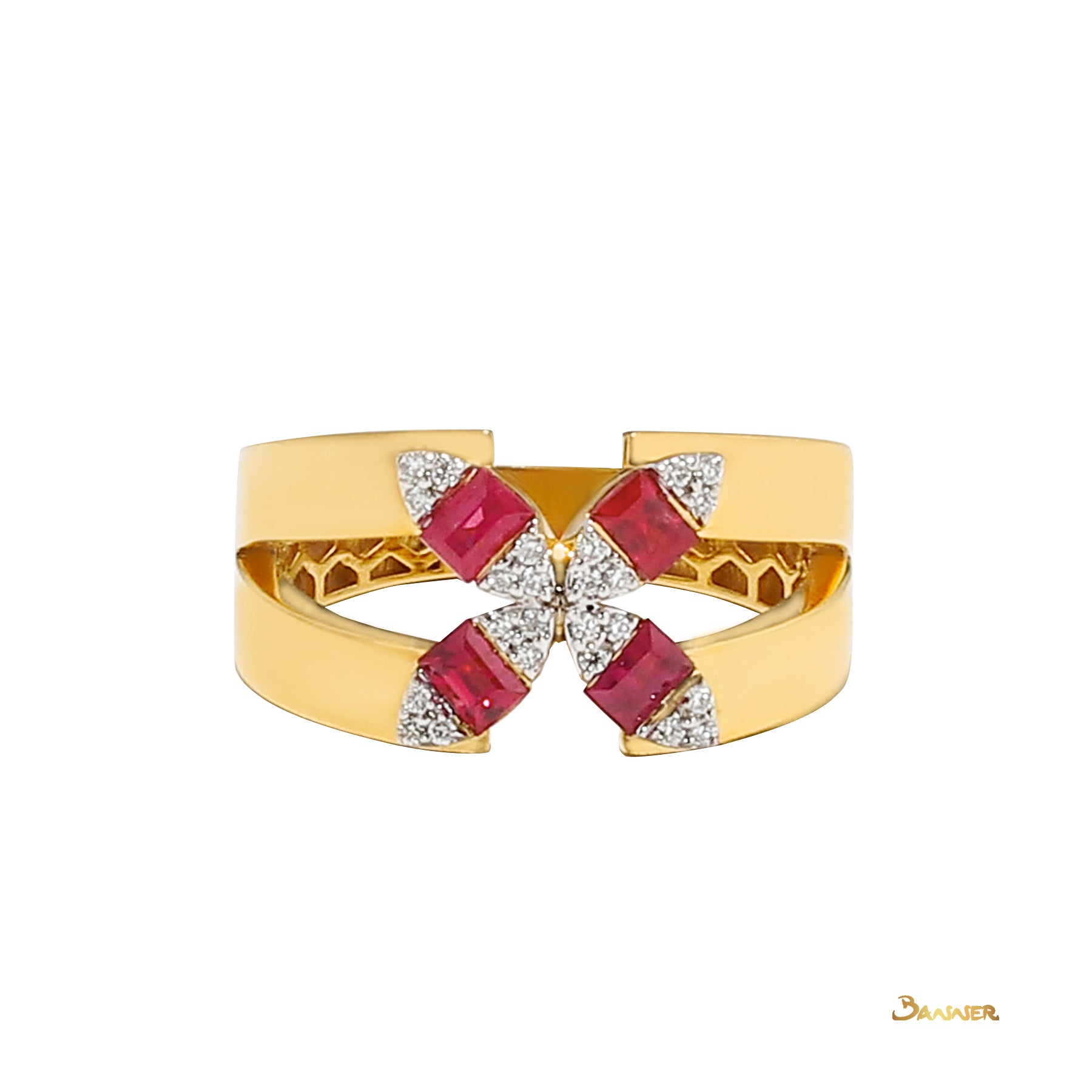 Ruby and Diamond Ribbon Ring