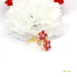 Ruby and Diamond Flower Ring