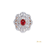 Natural Mogok Ruby and Diamond Floral Ring