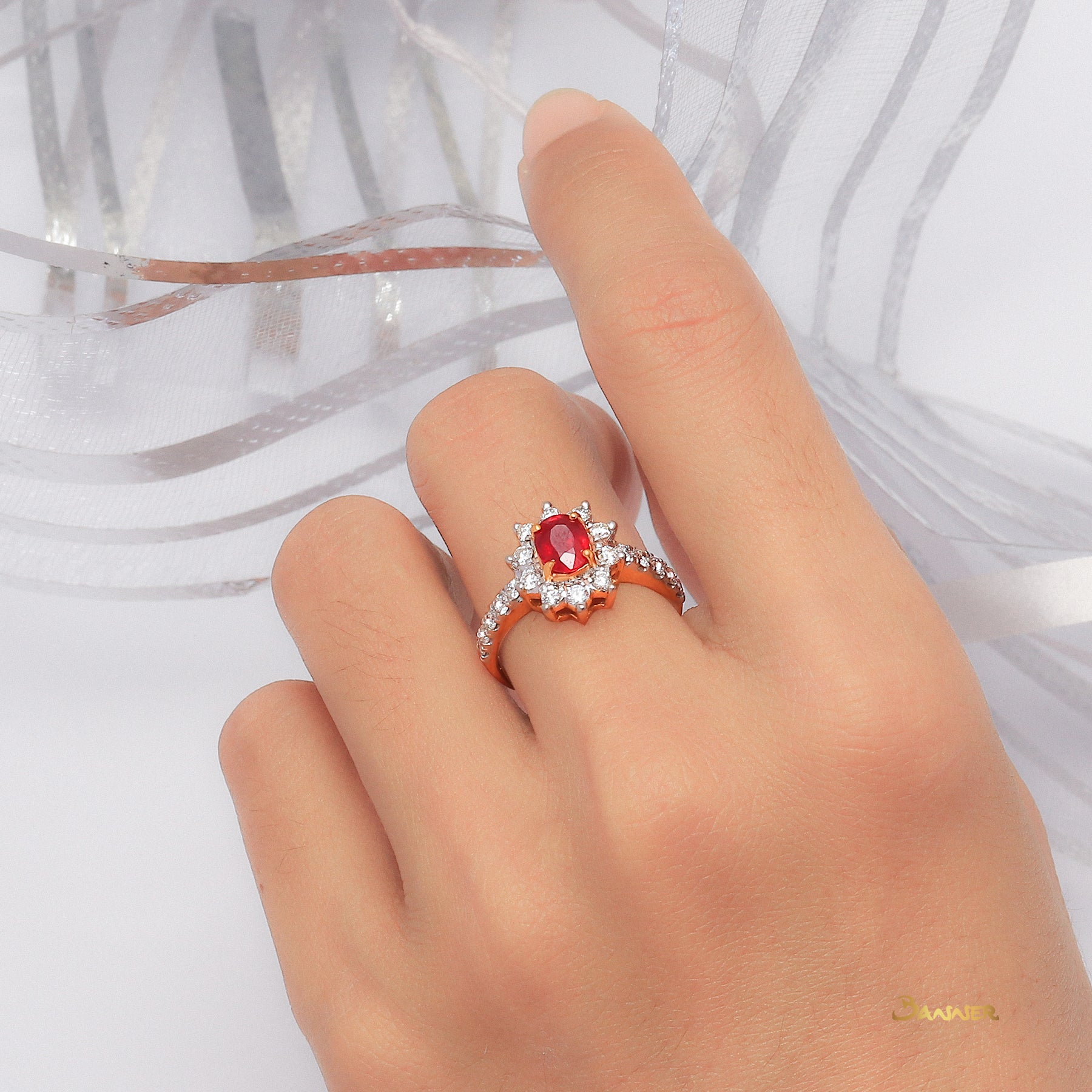 Ruby and Diamond Sunflower Ring