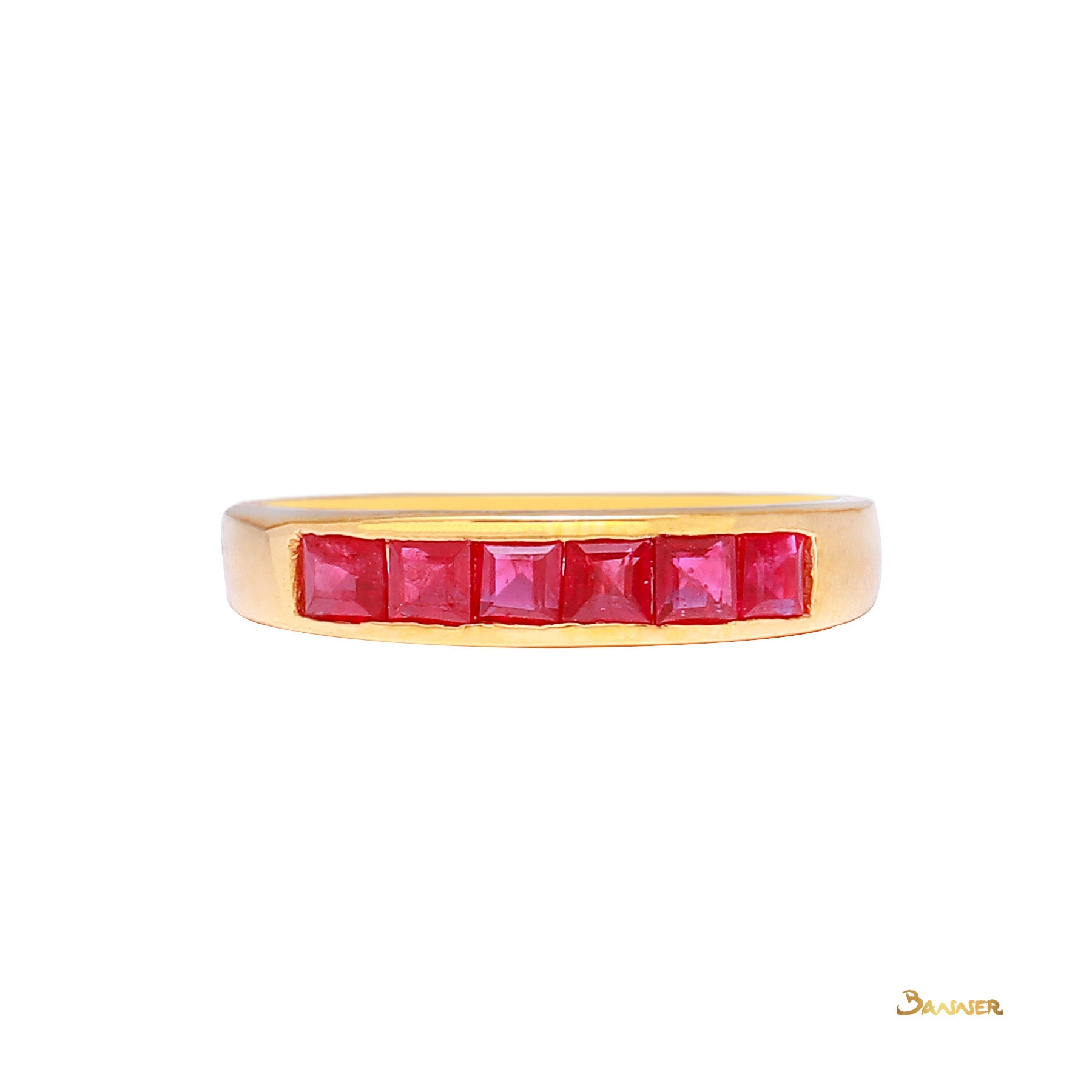 Emerald-cut Ruby Channel Ring