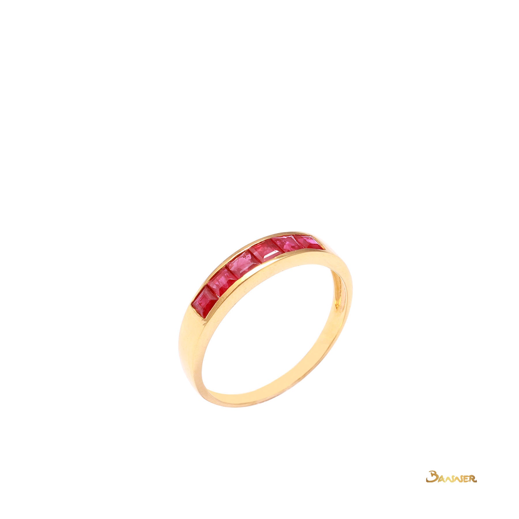 Emerald-cut Ruby Channel Ring