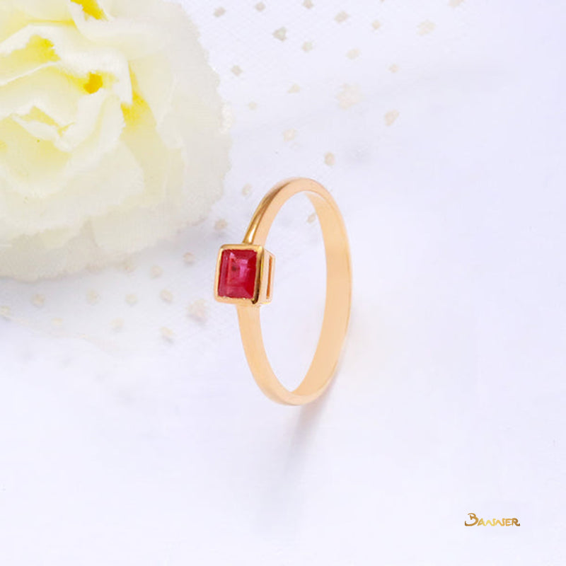 Emerald-cut Ruby Solitaire Ring