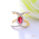 Marquise Ruby and Diamond Split-Shank Ring