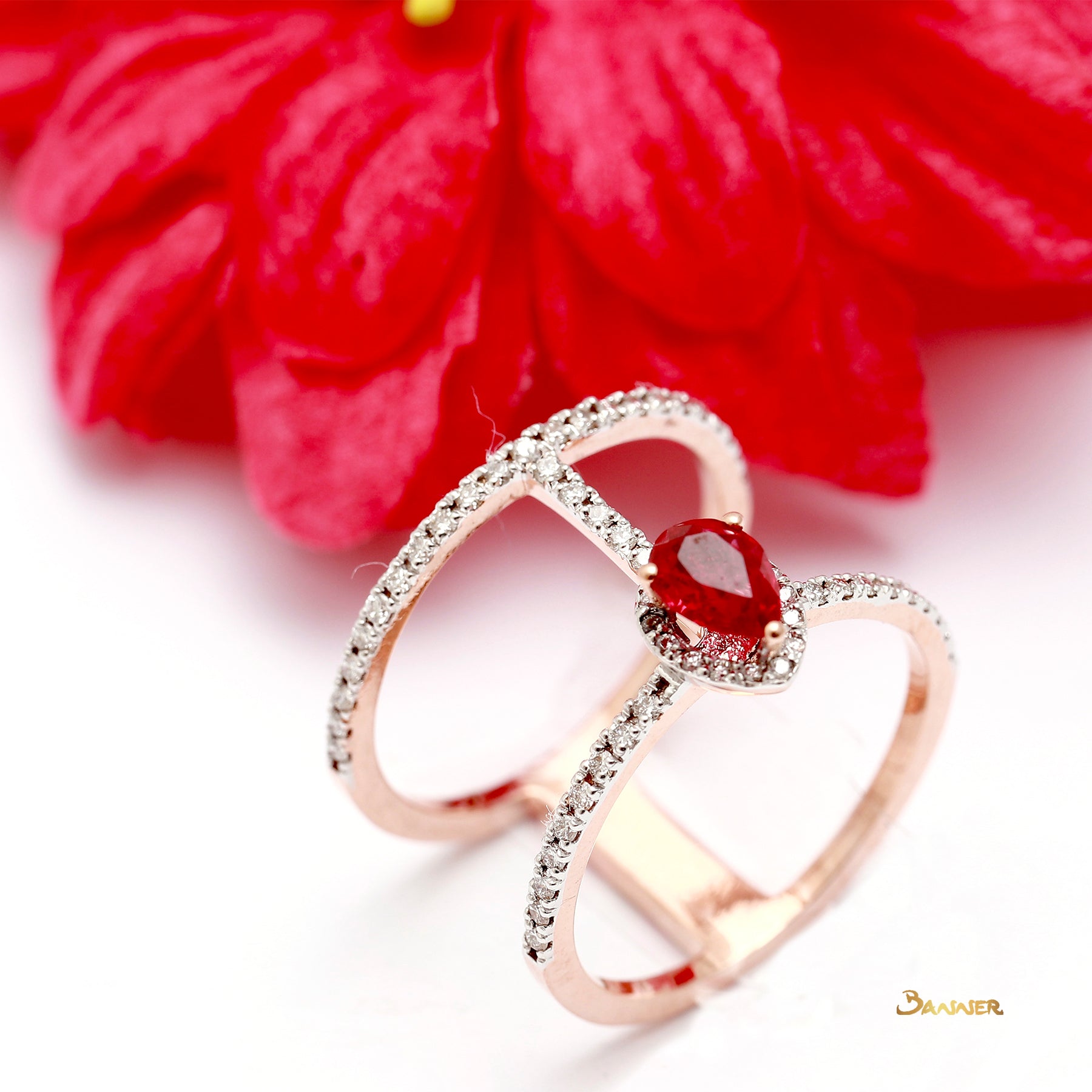 Ruby and Diamond Arrow Ring