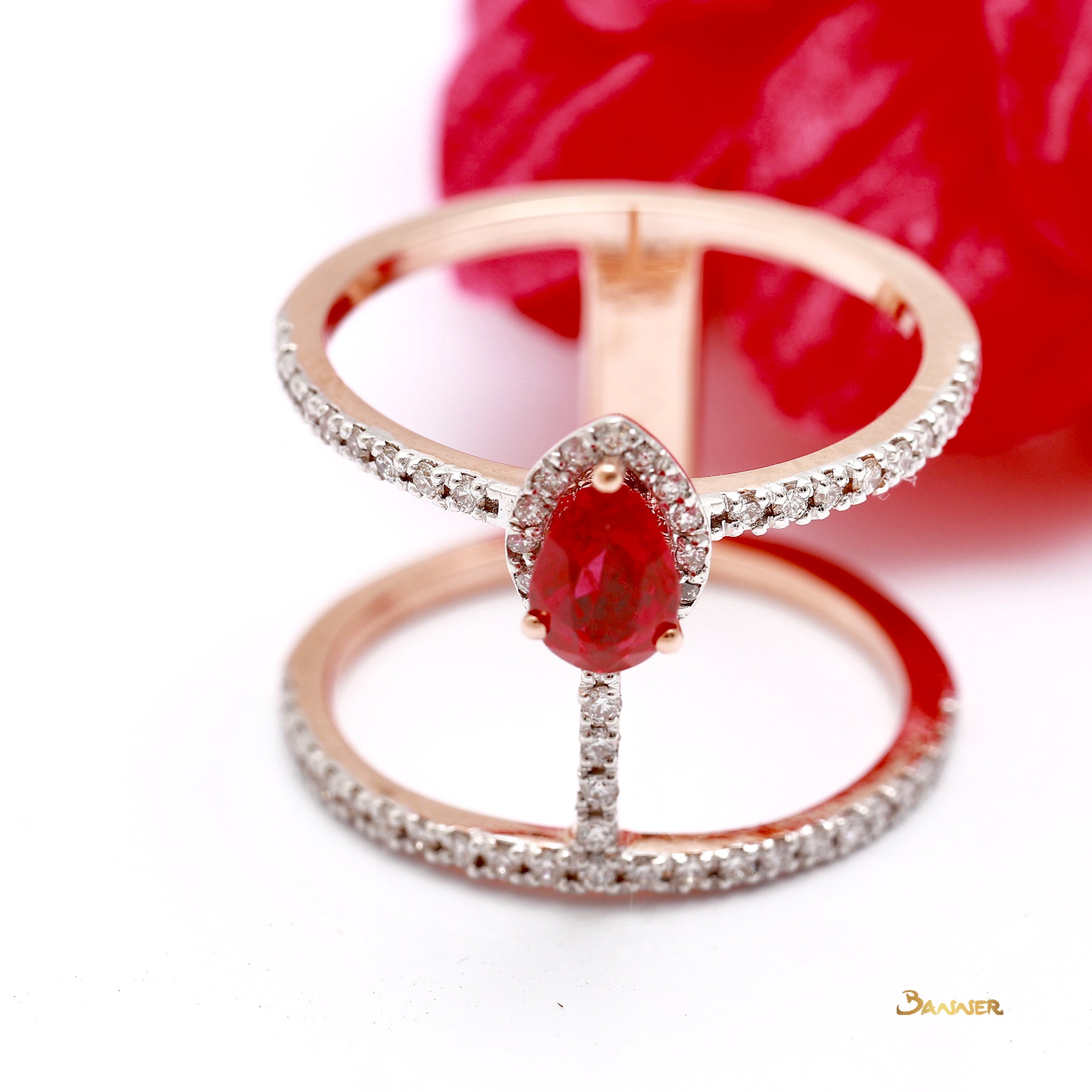 Ruby and Diamond Arrow Ring